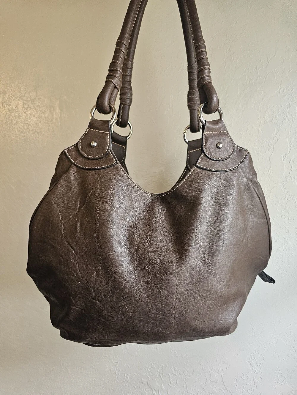 Rosetti Brown Slouchy Hobo Shoulder Bag Belted Accent